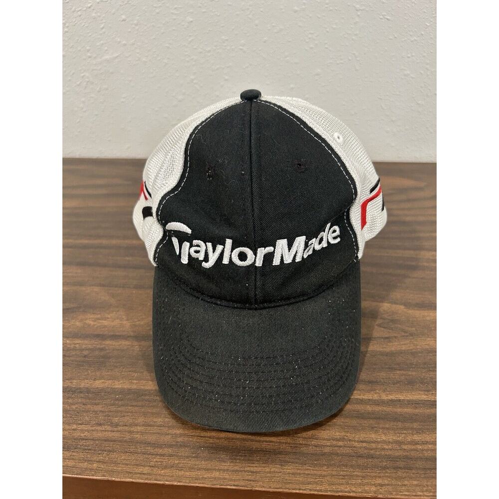 TaylorMade R7 Golf Hat Black Red & White Mesh Back Adjustable TMAX Gear Cap